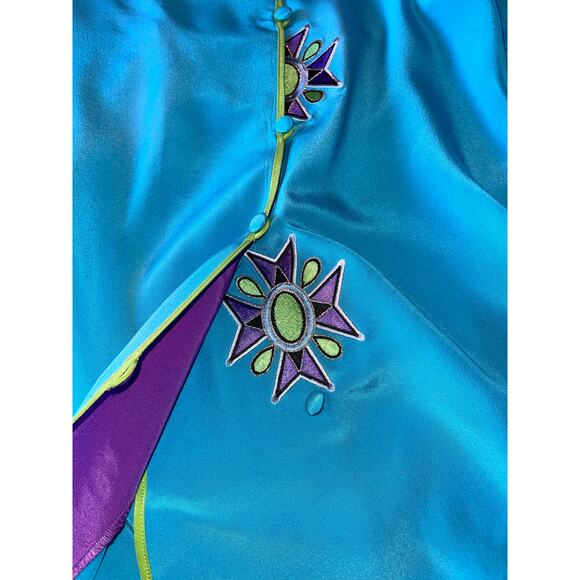 Womens Bob Mackie Blue Silk 3/4 Sleeve‎ Button Down 100% Silk Blouse Size M - Picture 5 of 7